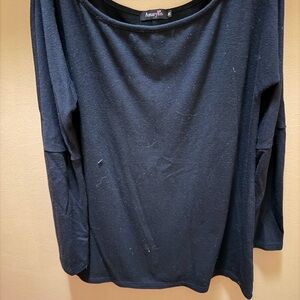Amaryllis Black Long Sleeve Scoop Neck Top